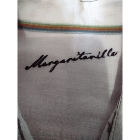 🔥Margaritaville Rare Men's XL Long Sleeve Pink 100% Linen 👀Embroidered Shirt - Picture 2 of 7